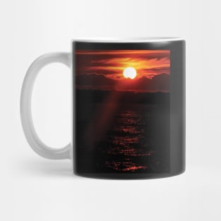 red   sunset on the ocean Mug